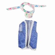 Vintage 1995 Barbie &amp; Kelly Strollin Fun Denim Jean Blue Vest Visor Hat ... - $8.99