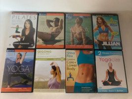 8 DVDs Workout Fitness Yoga Pilates Qigong &amp; Core Gaiam Jillian Michaels... - $18.99