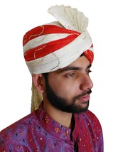 Men Hat Pagri Indian Safa Turban Top Hats Handmade Cream Silk Blend Pag ... - £35.54 GBP