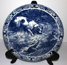 Delfts Blauw Chemkefa Hunting Bird Dog &amp; Pheasant Holland 13” Signed Wall Plate - £58.77 GBP