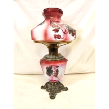 Beautiful Hand-Painted 1875 &quot;Gone with the Wind&quot; Antique Oil Lamp (Royal) - £447.03 GBP