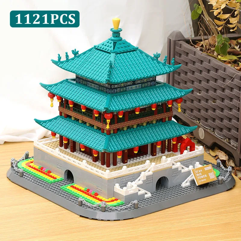 Chinese Famous Architecture Xi&#39;an Bell Tower Model Building Blocks City Ancients - £130.67 GBP