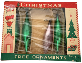 Vintage Glass Tear Drop Ornaments Poland Polish Five Green Pink Solid - £27.96 GBP