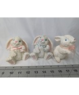 K&#39;s Collection White Rabbit Bunny Figure Lot of 3 Glitter 4 Inch Resin - $14.95