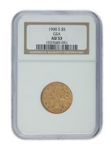 1900-S Gold US gold Half Eagle Graded by NGC As AU-53! Unique Release by... - $3,148.24