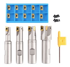 Accusize Industrial Tools 4 Pc 90 Deg Indexable End Mill Set with Apkt11t3, 8416 - £302.85 GBP