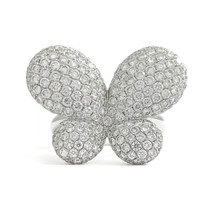 Authenticity Guarantee 
Pave Diamond Butterfly Statement Cocktail Ring 18K Wh... - £5,031.94 GBP