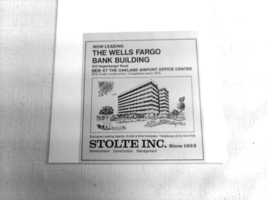 1971 Ad Stolte, Inc. Leasing Agents Wells Fargo Bank Building, Oakland, ... - $8.99