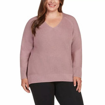 Matty M Women&#39;s Plus Size XXL Mauve Rib Stitch V Neck Sweater NWT - £13.91 GBP