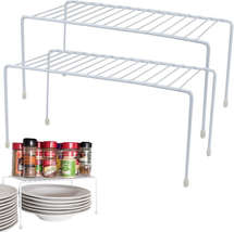 Wire Rack Cabinet Shelf Organizer Set of 2 White Kitchen Organization, B... - £13.15 GBP+