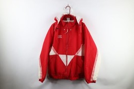 Vintage 90s Umbro Mens XL Spell Out Taped Logo Soccer Hooded Puffer Jacket Red - £55.83 GBP