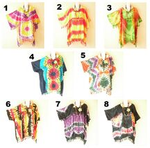 KG18 Tie Dye Plus Kaftan Kimono Sleeve Poncho Fringes Hippie Blouse Top ... - $24.90