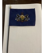 New Pennsylvania State Mini Desk Flag - Black Wood Stick Gold Top 4” X 6” - $8.00