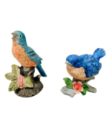 Homco 2 Blue Birds With Flowers On Branch  # 8885 Ceramic Bisque Figurin... - £10.18 GBP