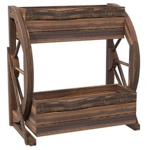 Farmhouse Wooden Wagon Wheel Fir Wood 2 Planter Garden - $2,706.67 MXN