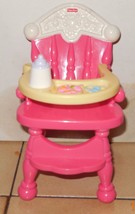 Fisher Price 2006 Mattel Doll House Pink Baby 6" High Chair - $9.60