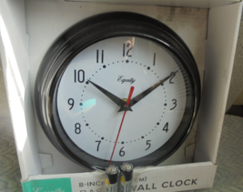 Equity Quartz 25013 Black Frame Plastic Standard Analog Wall Clock 8 inch New - £13.19 GBP