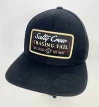 Salty Crew Chasing Tail Trucker Snapback Hat Black Flat Bill Cap Wool Bl... - $19.75