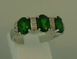 3.50Ct Oval Cut Emerald &amp; Diamond Engagement Wedding Ring 14k White Gold over  - £79.73 GBP