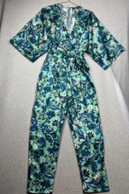 Zara Floral Print V-neck Dolman Sleeve Satin Jumpsuit Size S Romantic Hobo Chic - £37.84 GBP