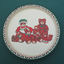 2 Potpourri Press T. Cathey Bear Family Meta Christmas Serving Trays 80&#39;s 13.5&quot; - £18.97 GBP