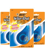 Pack of (3) New BIC EZ Correct Correction Tape, White, 1-Count, 33.3 feet - £10.10 GBP