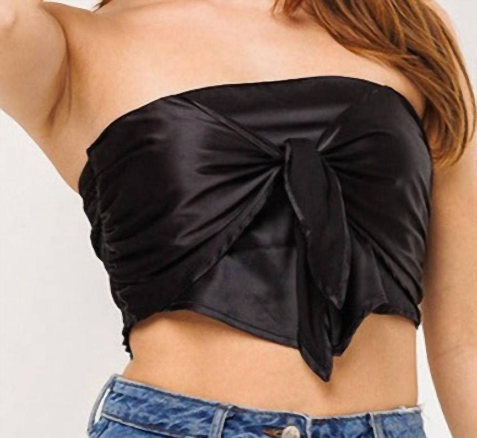 Better Be Simple Crop With Tie Bow Black - $27.00