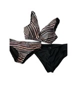 SWIMSUITS FOR ALL Bikini Set Two Piece Swimsuit Zig Zag Black Pink Beach... - $27.43 CAD