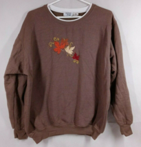 Vtg Hartfield Design Brown Sweatshirt With Beaded Embroidered Leaves Des... - £13.17 GBP