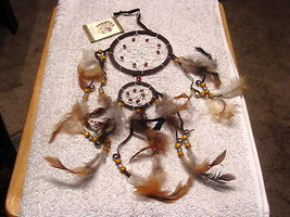 DREAMCATCHER WITH BELLS BROWN COLOR 2 RINGS INDIAN ( SMALL ) - £6.53 GBP