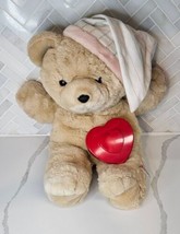 Vintage 1986 Heart To Heart Plush Stuffed Bear Heartbeat Chosun WORKS! N... - $39.55