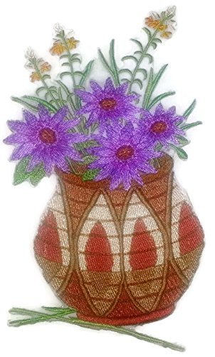 Custom and Unique Spring Blooms Flowers with Vase[ African Flower Basket ] Embro