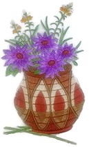 Custom and Unique Spring Blooms Flowers with Vase[ African Flower Basket ] Embro - £15.42 GBP