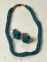 Vintage Demi Rich Turquoise Blue Braided Stretchy Cord &amp; Knot Clip Earri... - £8.81 GBP