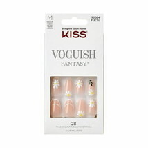 KISS Voguish Fantasy Medium Coffin Glue-On Summer Nails, White, 28 Pieces - £9.70 GBP