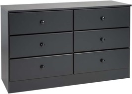 Prepac Astrid 6 Drawer Double Dresser For Bedroom, 16&quot; D X 47.25&quot; W X, Black - £173.65 GBP