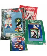 4 Christmas Plastic Canvas Kits Tissue Box Cover Up Ornaments Door Hange... - £17.49 GBP