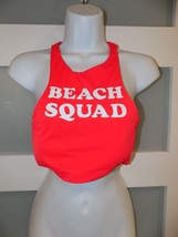 Victoria&#39;s Secret PINK Beach Squad Red Graphic High-neck Crop Swim Top S... - $28.52