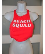 Victoria&#39;s Secret PINK Beach Squad Red Graphic High-neck Crop Swim Top S... - $38.69 CAD