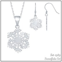 Sterling Silver Snowflake Necklace and Earrings Set - £66.87 GBP