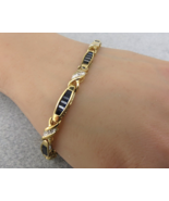 10k Diamond Blue Sapphire Tennis Bracelet 7&quot; Yellow Gold 10.11 Grams 5mm... - $13,171.56 MXN