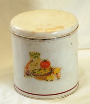 Metal Flour Canister Kitchen Container Vegetable Decal Vintage MCM USA M - $14.84