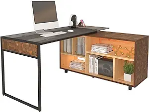 Techni Mobili L-Shape Corner Desk with Multiple Storage, Oak, 56&quot; W x 48... - $455.99