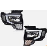 Fit For 2009-2014 Ford F150 LED Tube DRL Headlights Headlamps Black - $141.28 CAD