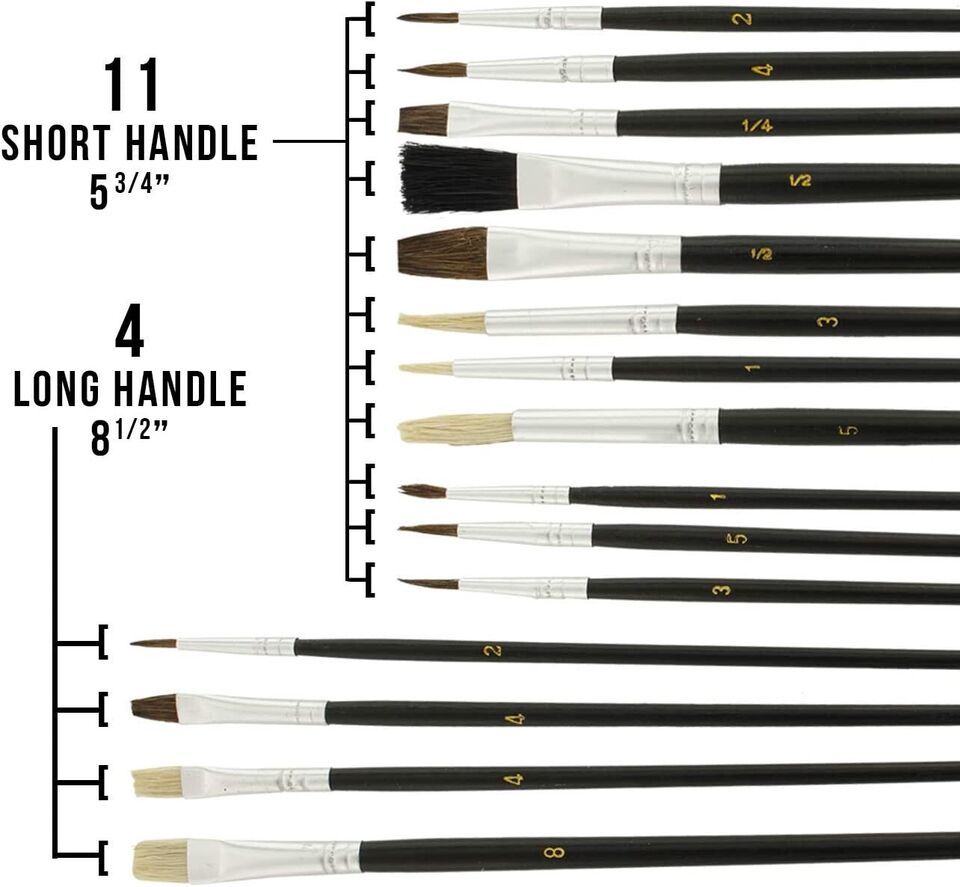 Set of 30: 15 Piece Artist Paint Brush Sets, All Purpose Oil Watercolor Acrylic Item image 2