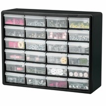 Black 24 Drawer Plastic Storage Cabinet Small Parts Garage Organizer Art... - $102.99