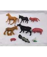 Lot Of (9) Vintage Farm Animal Plastic Toys 1-3&quot; Horse Cat Pig Skunk - $304.87 MXN