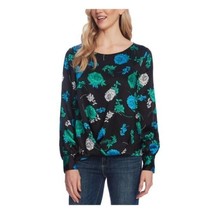 New Vince Camuto Black Blue Floral Career Blouse Size Xl $79 - £43.94 GBP