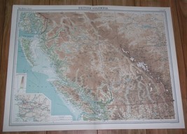 1922 Map Of British Columbia Vancouver Island Rockies Okanagan Valley Canada - £34.49 GBP