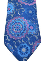 Vtg Resilio Tie COLORFUL Beachy Blue Pink Pastel Floral Textured Wide 80... - £36.56 GBP